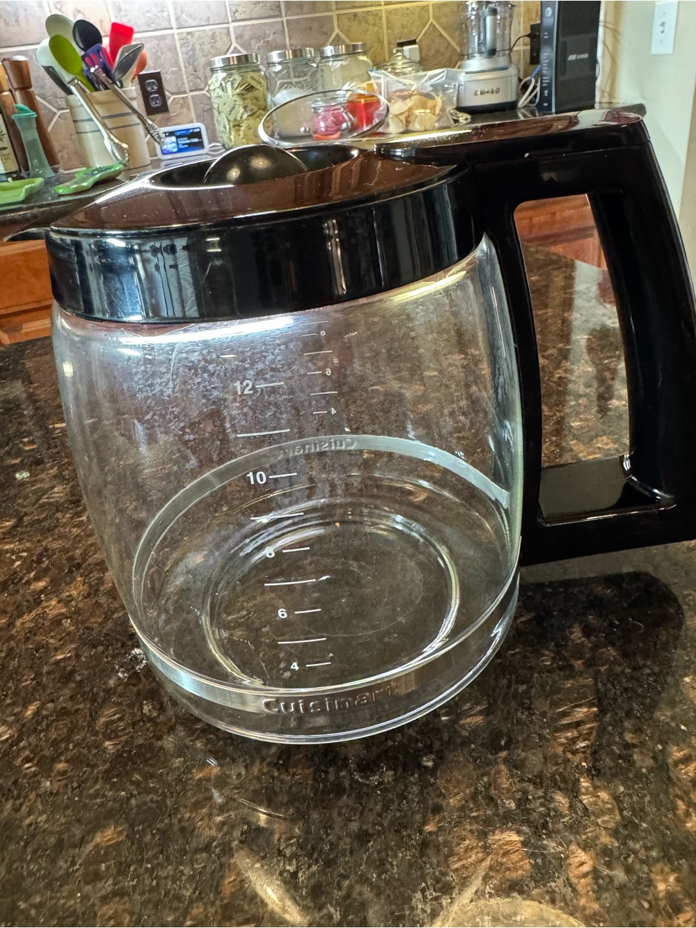 Cuisinart 12-Cup Glass Replacement Coffee Carafe - Black Lid & Handle